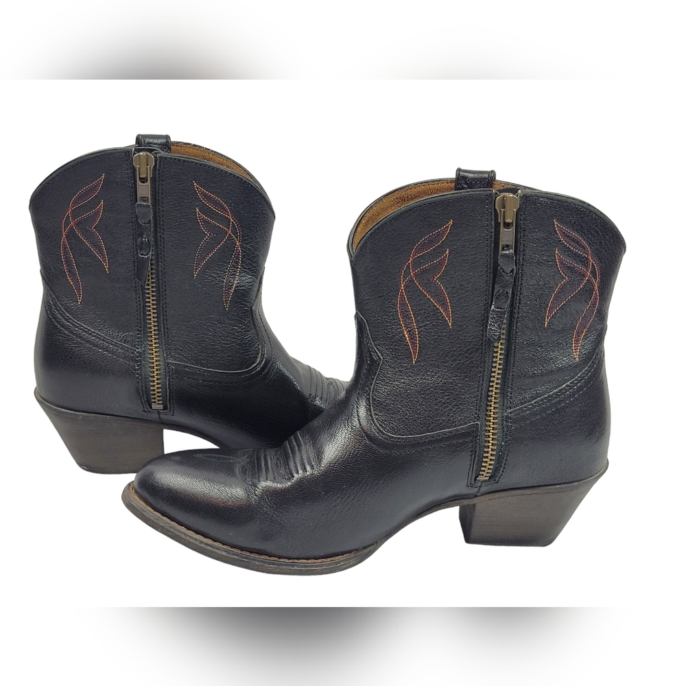 Ariat women's black Darlin western boots leather upper side zipper 10B